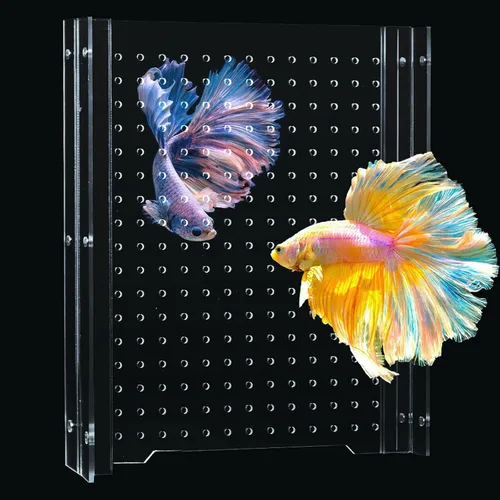 Vista 10 de Divisor de tanque de peces acrílico, divisor de tanque de 5 galones, juego de separador de tanque de peces transparente ajustable con ventosas