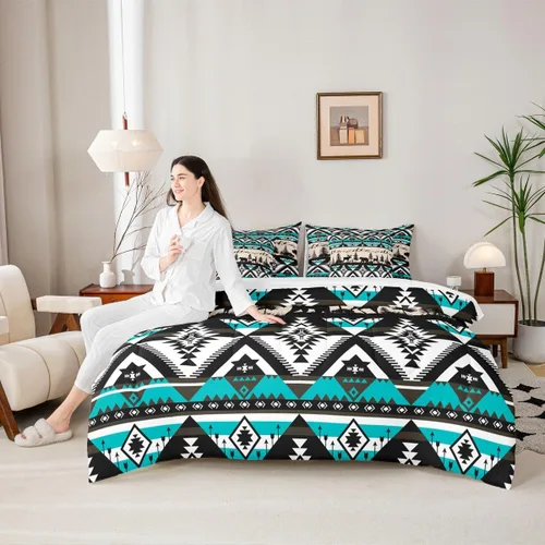 Vista 28 de Feelyou Juego de edredón de ciervo con sábanas – Tamaño Queen 7 piezas Juego de ropa de cama infantil de caza rústica – Cama de ciervo de cabaña