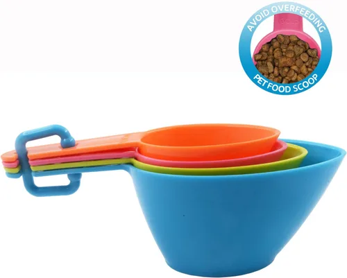 Vista 4 de HINMAY Juego de cucharas medidoras de plástico para alimentos de mascotas, para perros, gatos y aves (color aleatorio) Use for measuring pet food
