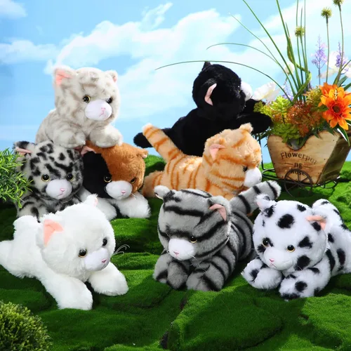 Vista 3 de Libima 8 piezas de animales de peluche de gato a granel de 8 pulgadas, gatitos de peluche, animales de gato, regalos de carnaval, regalos de fiesta