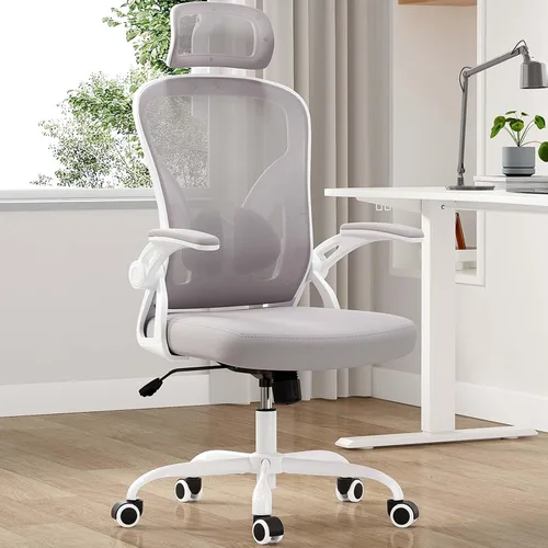 Vista 9 de Silla de oficina ergonómica con soporte lumbar, silla de escritorio de respaldo alto, silla ejecutiva giratoria para computadora, altura ajustable