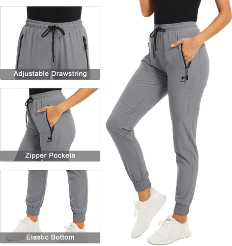 Vista 4 de TACVASEN Pantalones de senderismo para mujer de secado rápido con bolsillos con cremallera