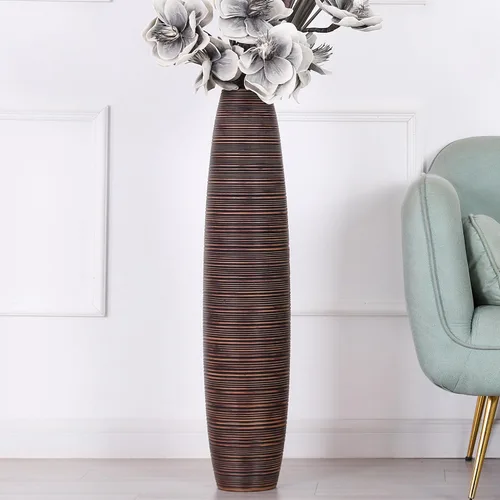 Vista 14 de Leewadee Florero grande de 20 pulgadas de poliresina para hierba de pampas, flores secas Negro