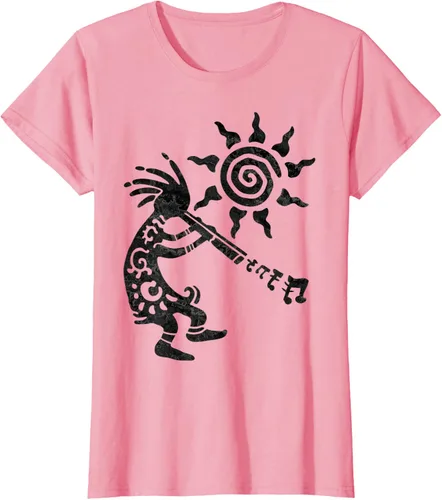 Vista 14 de Native American Kokopelli Musican With Flute 2 - Camiseta divertida para fanáticos, Blanco, S