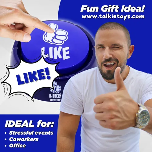 Vista 3 de Talkie Toys Products Botón Me gusta – 8 refranes divertidos – Botón parlante divertido para juegos, curiosidades, regalo político, humor de oficina
