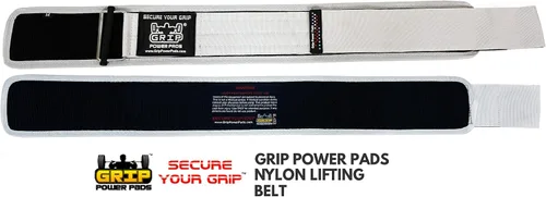 Vista 4 de Grip Power Pads Cinturón de levantamiento de pesas para levantamiento olímpico de 4 pulgadas de ancho (L 36-40, blanco)