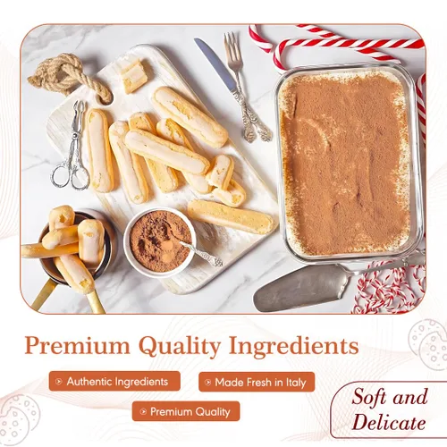 Vista 2 de Piacelli Sovaiardi Ladyfingers horneados tradicionalmente hechos de ingredientes naturales – Dedos de esponja para tiramisú – Dedos de mariquita