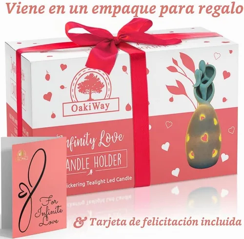 Vista 8 de Estatua de portavelas Infinity Love con vela LED parpadeante para parejas, esposa, marido, él o ella, despedida de soltera, compromiso, padres Blanco