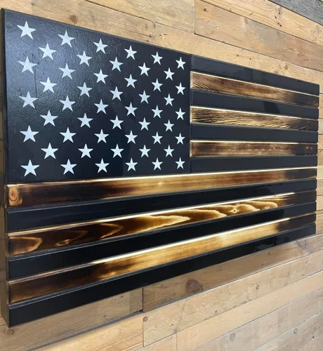 Vista 3 de Bandera de ocultación grande – Arte de pared de bandera estadounidense con compartimento de almacenamiento oculto – Caja fuerte secreta