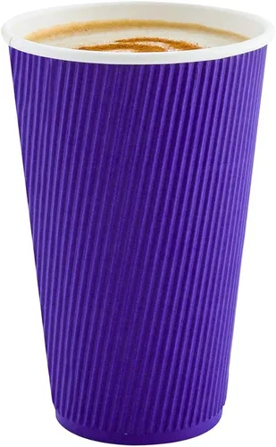 Vista 11 de Restaurantware Ripple Wall - Tazas de café de 10 unidades de 20 onzas aisladas de papel negro, borde enrollado, resistente a derrames, papel