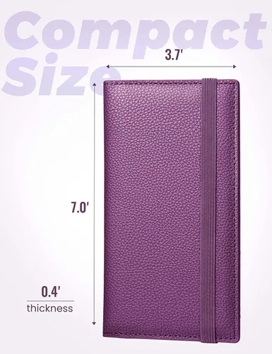 Vista 24 de Yarnic Funda para chequera personal, soporte para chequera con soporte para bolígrafo y divisor de plástico transparente integrado para cheques Rosa