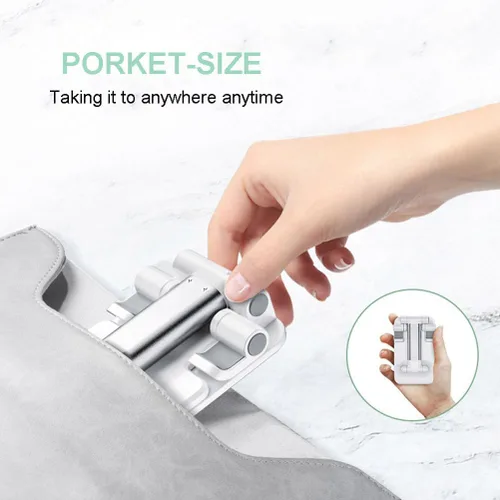 Vista 4 de Soporte para teléfono celular, soporte de teléfono celular ajustable en ángulo con almohadilla de silicona para escritorio, soporte de teléfono