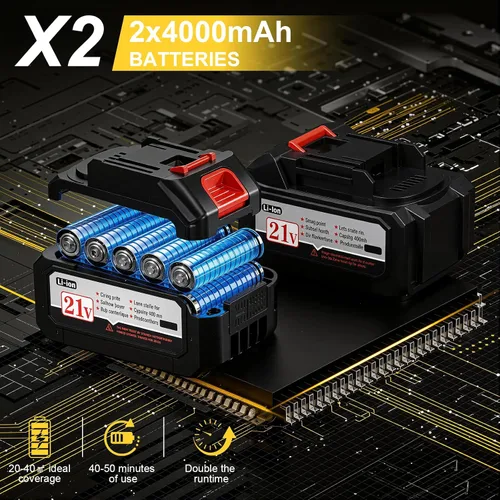 Vista 4 de Pulverizador de pintura inalámbrico con 2 baterías 4.0Ah 21V: pistola de pintura eléctrica con motor de cobre de alta potencia - 6 boquillas