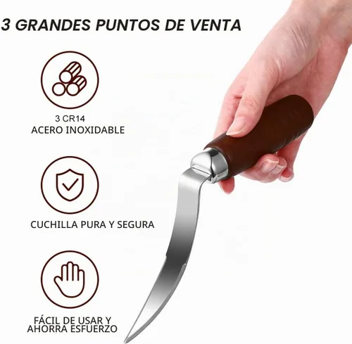 Vista 7 de UPKOCH - Removedor de carne de coco con mango de madera, rascador de acero inoxidable para cocina y hogar, 9.1 x 1.2 in, color marrón oscuro