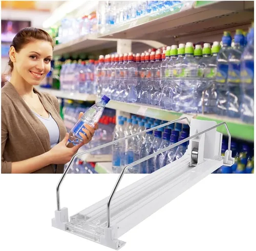 Vista 6 de PRETYZOOM Organizador de bebidas para nevera, 12.2 in/12 pulgadas, dispensador de botellas de beber autoempujante, dispensador de soda deslizante