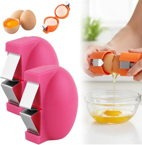 Vista 9 de Abridor de cáscara de huevo, separador de huevos de acero inoxidable para huevos crudos, herramienta de galleta, utensilios de cocina, cortador