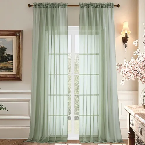 Vista 95 de Aiyufeng 2 paneles de cenefa transparente negra de 14 pulgadas de largo, cortinas cortas negras transparentes para dormitorio, cortinas de cocina