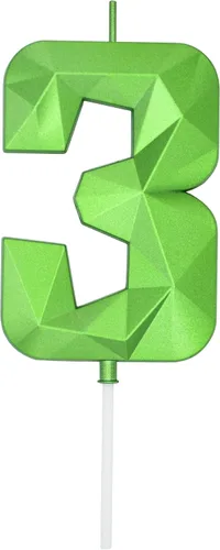 Vista 251 de DERVENTA Vela Grande de Cumpleaños Número 3D Verde Luminoso de 3.7 Pulgadas Celebración de Fiesta Aniversario Decoración Adorno para Pastel 1 Pieza