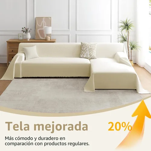 Vista 2 de Fundas para sofá seccional, juego de 2 piezas para sofás en forma de L, protector de muebles lavable y apto para mascotas, manta de chenilla