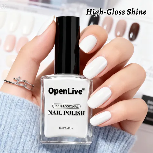 Vista 71 de OpenLive Esmalte de uñas negro de 0.6 fl oz, gran volumen, secado rápido, secado rápido y de larga duración, arte de uñas de color para bricolaje