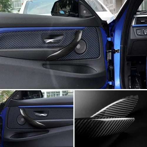 Vista 4 de AIRSPEED Cubierta de la manija de la puerta del coche, cubierta protectora decorativa de fibra de carbono duro para BMW 3 4 Series F30 F31 F32 F33