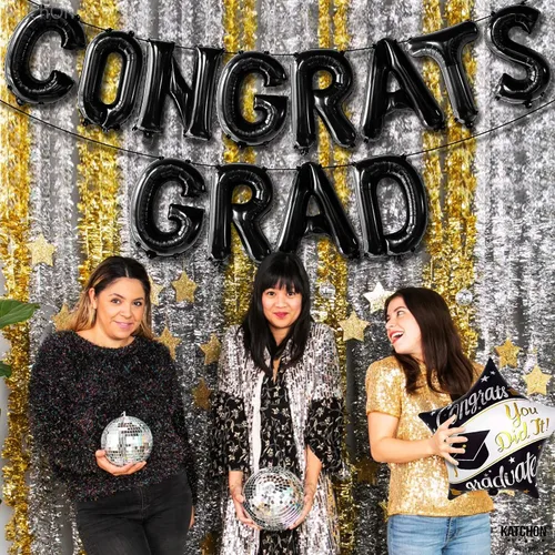 Vista 8 de Decoraciones de graduación 2026 Globos negros de graduación de felicitaciones – 16 pulgadas Cartel negro de felicitaciones graduadas Cartel