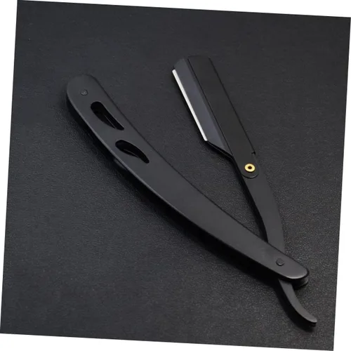 Vista 5 de Cabilock 2 unids Barber Foil Shaver Portable Acero Inoxidable Recta Razor Fácil de Abrir Guardia