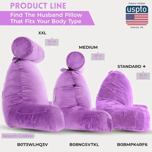 Vista 7 de Funda de almohada Husband Pillow solo para lectura - Funda para silla de lectura con generosos bolsillos traseros y laterales - Morado claro