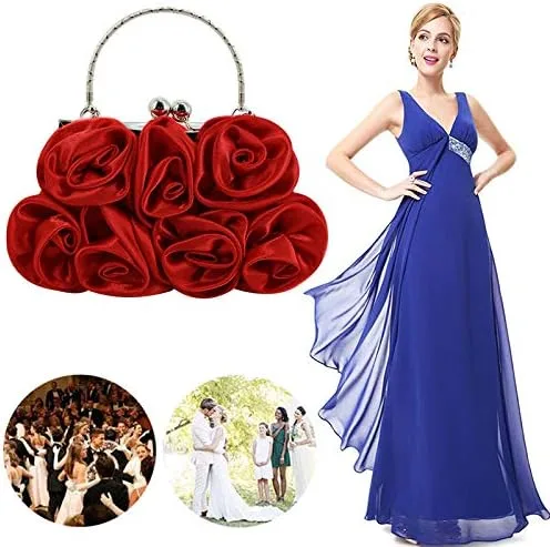 Vista 4 de Buddy - Bolso de mano de satén suave para mujer, con forma de rosa, para boda, fiesta