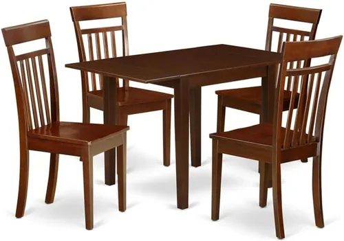 Vista 7 de East West Furniture NDCA3-MAH-LC - Juego de comedor de 3 piezas para espacios pequeños que contiene una mesa de comedor rectangular con gotas y 2