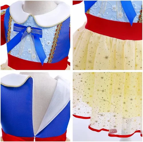 Vista 45 de HIHCBF Disfraz de princesa blanca como la nieve para niñas, cumpleaños, Navidad, Halloween, carnaval (con accesorios)