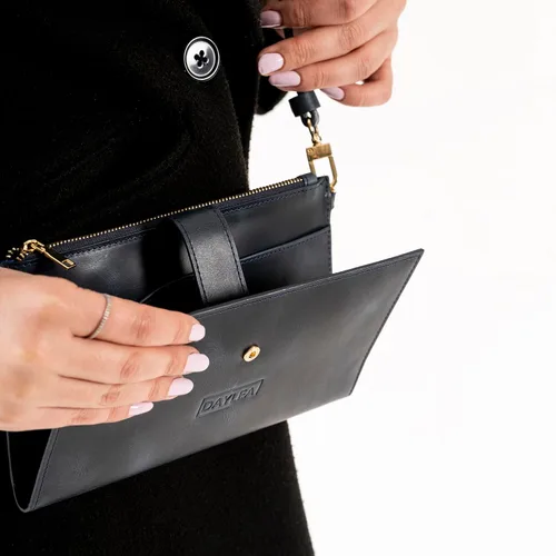 Vista 2 de Cartera de cuero genuino para mujer con protección RFID, cartera plegable para teléfono celular, con cremallera, diseño delgado, con múltiples