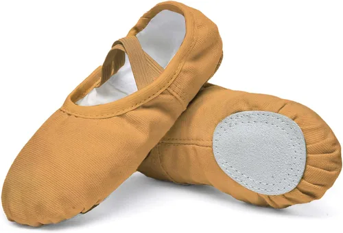 Vista 10 de Danzcue Zapatos de ballet para mujer, lona suave, piel sintética, zapatillas de baile para adultos, ideales para mujeres
