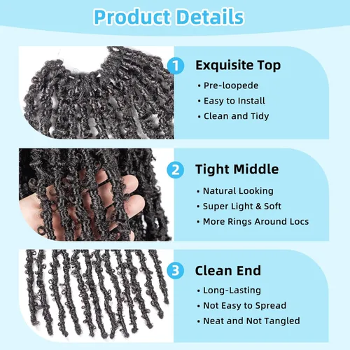 Vista 3 de Superlight Butterfly Locs - Cabello de ganchillo de 12 pulgadas, 6 paquetes