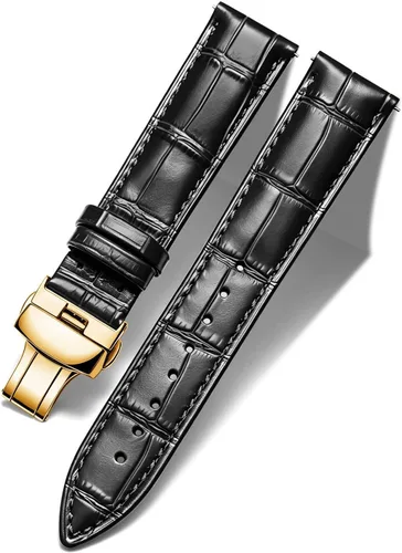 Vista 10 de BINLUN Leather Watch Strap, Quick Release Genuine Leather Replacement Watch Band with Butterfly Deployment Buckle for Men and Women, 12mm-24mm Blanco