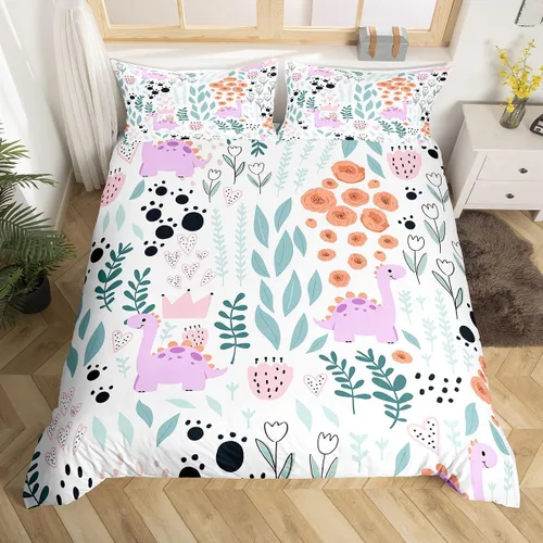Vista 9 de Erosebridal Juego de ropa de cama individual de animales de la selva para niñas y niños, funda de edredón de elefante oso, tigre, león, safari