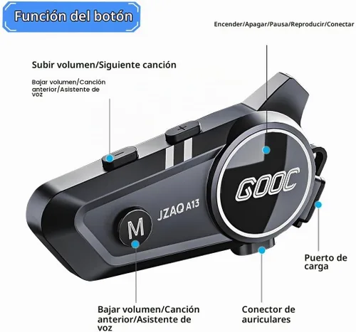 Vista 7 de Altavoces e intercomunicador Bluetooth para casco - Sistema de comunicación de cancelación de ruido para 2 jinetes para motocicleta, esquí, ciclismo