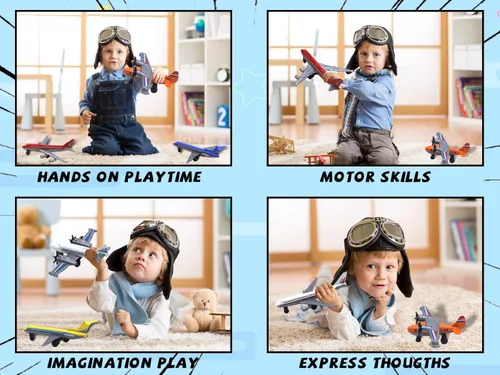 Vista 3 de Crelloci Toy Airplane Paquete de 6 Mini Aviones Fundidos a Presión, el Set de Juego Incluye Planeador y Aviones de Aerolíneas para Favores de Fiesta