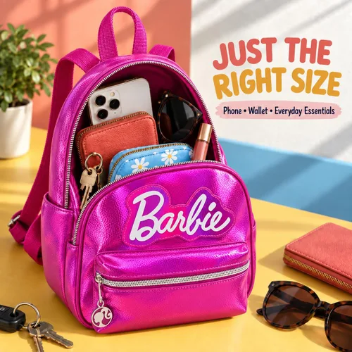 Vista 4 de AI ACCESSORY INNOVATIONS Character Mini PU Mochilas Monedero, Bolsa de hombro, 10.5 pulgadas, Cuero Sintético Barbie