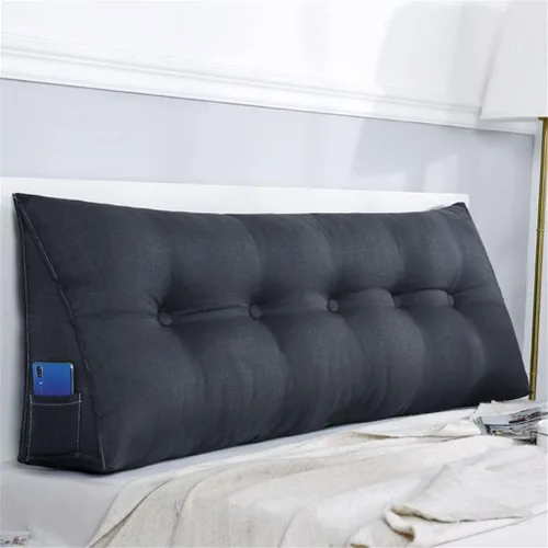 Vista 14 de Almohada triangular grande para cabecero de cuña de algodón suave y lino para sentarse en la cama, soporte de posicionamiento trasero, almohadas