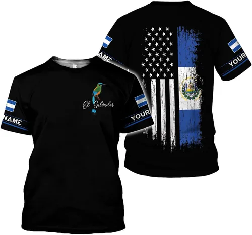 Vista 9 de Ligthuy - Camisa de El Salvador con nombre personalizado 3D, camiseta con la bandera de El Salvador para hombres y mujeres, camisetas unisex S-5XL