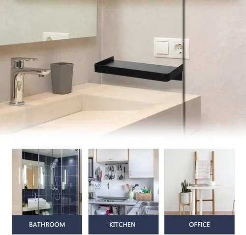 Vista 5 de Cabilock Soporte móvil de acero inoxidable estante de baño estante de pared adhesivo pequeño montado en la pared Soporte adhesivo para teléfono