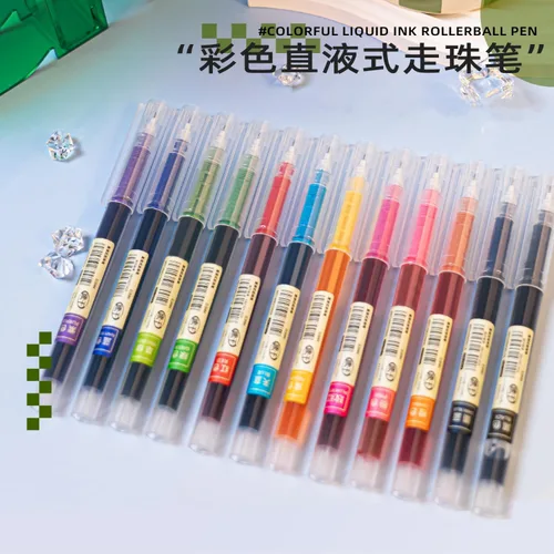Vista 5 de 12 bolígrafos de gel de secado rápido de colores, bolígrafos de gel de agarre cómodo de 0,5 mm de punta fina, tinta de gel multicolor, bolígrafo