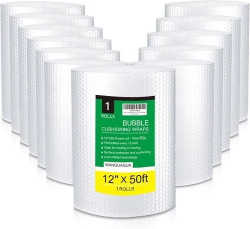 Vista 9 de 1 rollo de 30.5 cm x 10.97 m de envoltura de burbujas de nylon perforada para cajas de mudanza, suministros de acolchado para envío Wanguagua