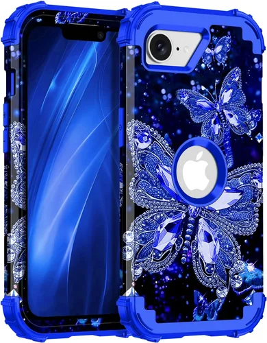 Vista 23 de Miqala Funda para iPhone 12, iPhone 12 Pro, que brilla en la oscuridad, tres capas, resistente a los golpes, protección de plástico duro + funda