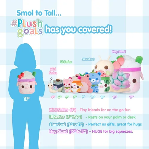 Vista 3 de PlushGoals Strawberry Mooshake - Lindo batido de vaca kawaii, juguete de peluche, 11 pulgadas