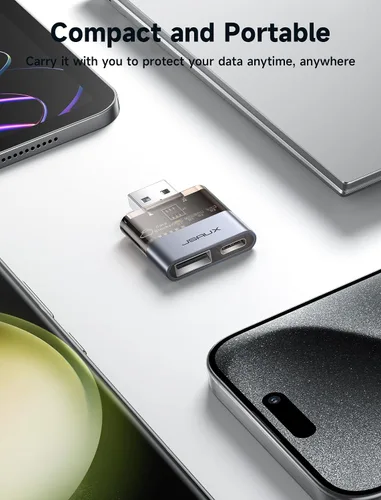 Vista 8 de JSAUX Bloqueador de datos USB (paquete de 2), transparente, 2 en 1, USB A macho a USB A y USB C hembra, solo para carga, protege contra juice