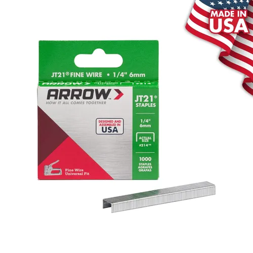 Vista 2 de Arrow 214 JT21 grapas de alambre delgado para pistolas y grapadoras de grapas, uso para tapicería, manualidades, reparaciones generales, longitud