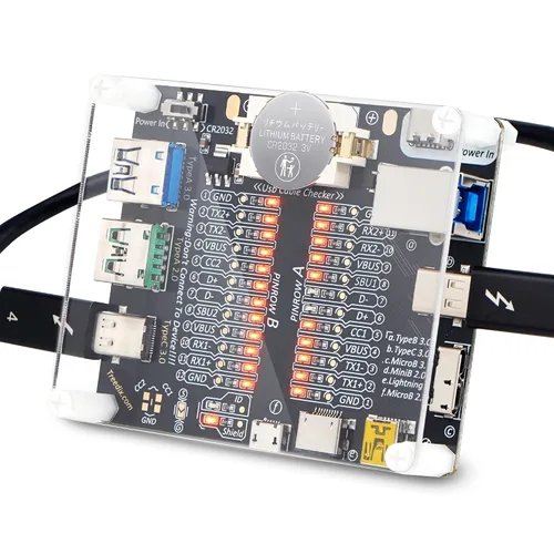 Vista 5 de Tablero de prueba de cable USB Treedix con estuche de acrílico, comprobador de cable USB, cable de datos con carga, línea de datos de prueba, tipo
