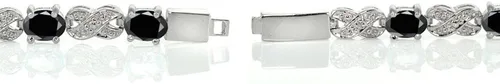 Vista 2 de Ice Gems - Pulsera de plata de ley con gemas auténticas o creadas, infinito X y ovalada